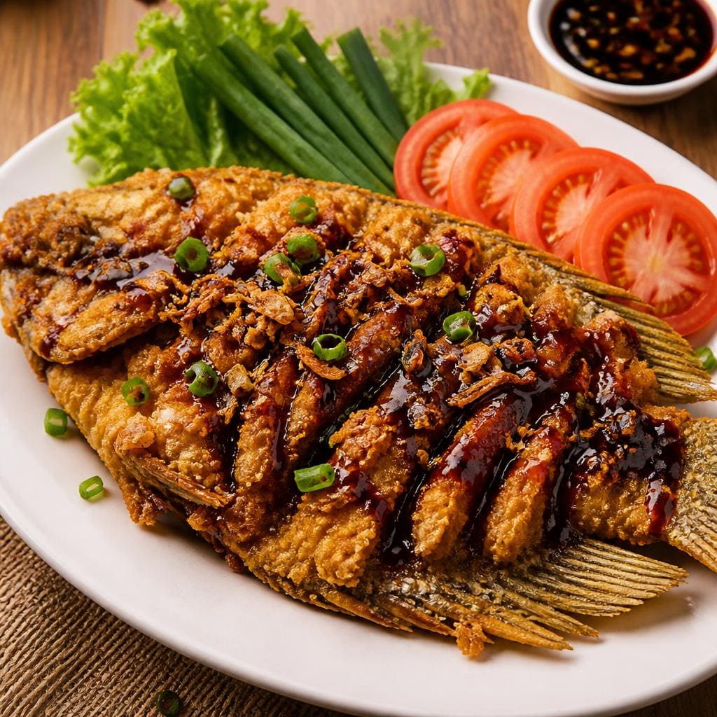 Bakmi Golek Gurame Goreng Tepung